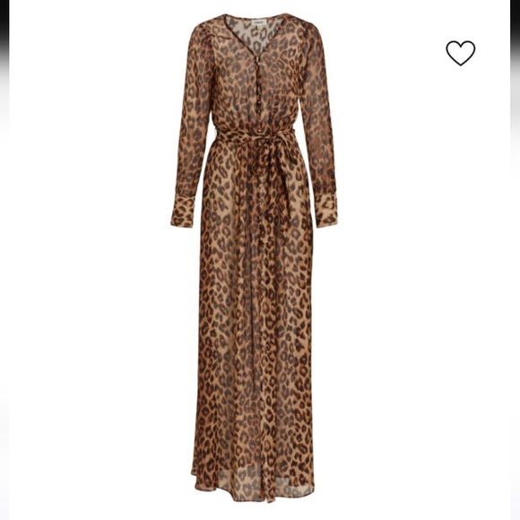 L'AGENCE Callum Leopard Print Sheer Silk Maxi Dress NWOT - Picture 4 of 11